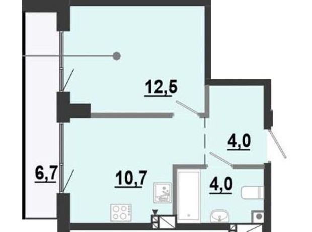 ЖК BonAparte: планировка 1-комнатной квартиры 33.2 м²