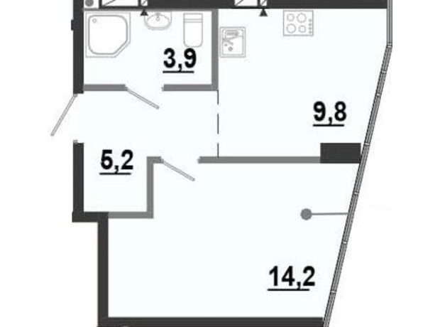 ЖК BonAparte: планировка 1-комнатной квартиры 33.08 м²