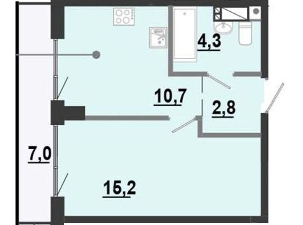 ЖК BonAparte: планировка 1-комнатной квартиры 40.05 м²