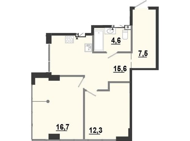 ЖК BonAparte: планировка 2-комнатной квартиры 56.75 м²