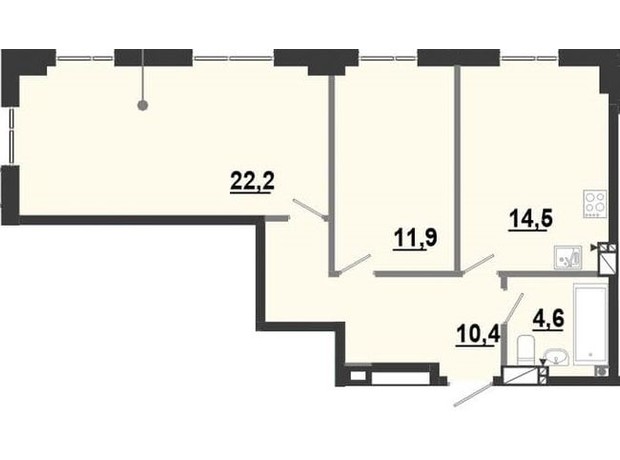 ЖК BonAparte: планування 2-кімнатної квартири 63.64 м²