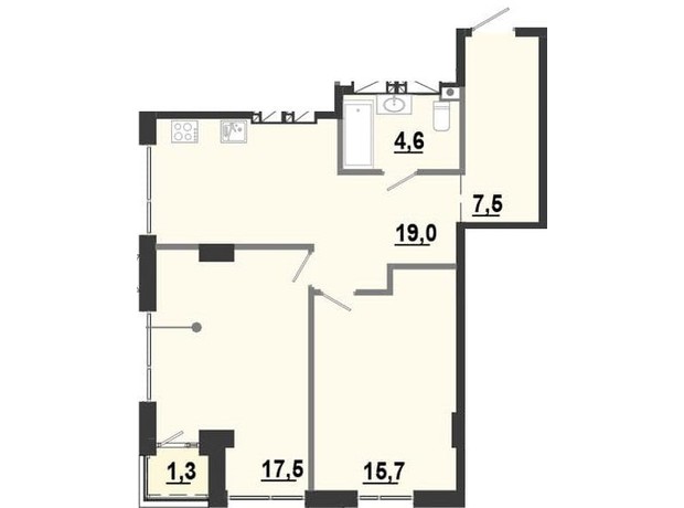 ЖК BonAparte: планировка 2-комнатной квартиры 64.69 м²