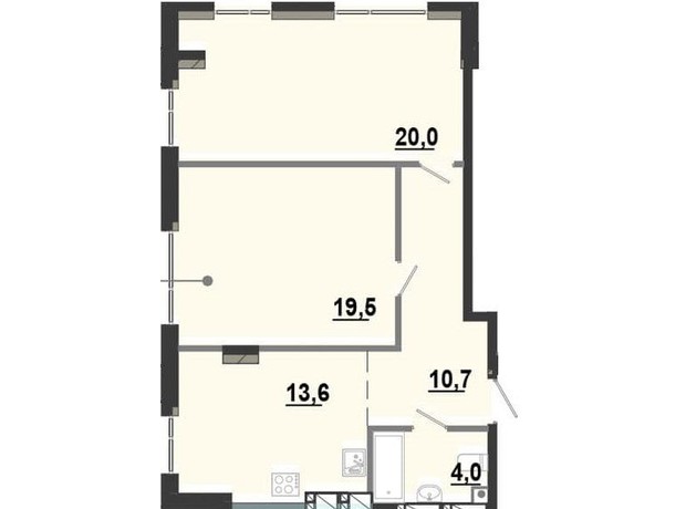 ЖК BonAparte: планировка 2-комнатной квартиры 67.78 м²