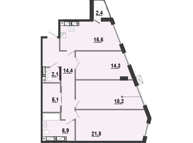 ЖК BonAparte: планировка 2-комнатной квартиры 98.89 м²