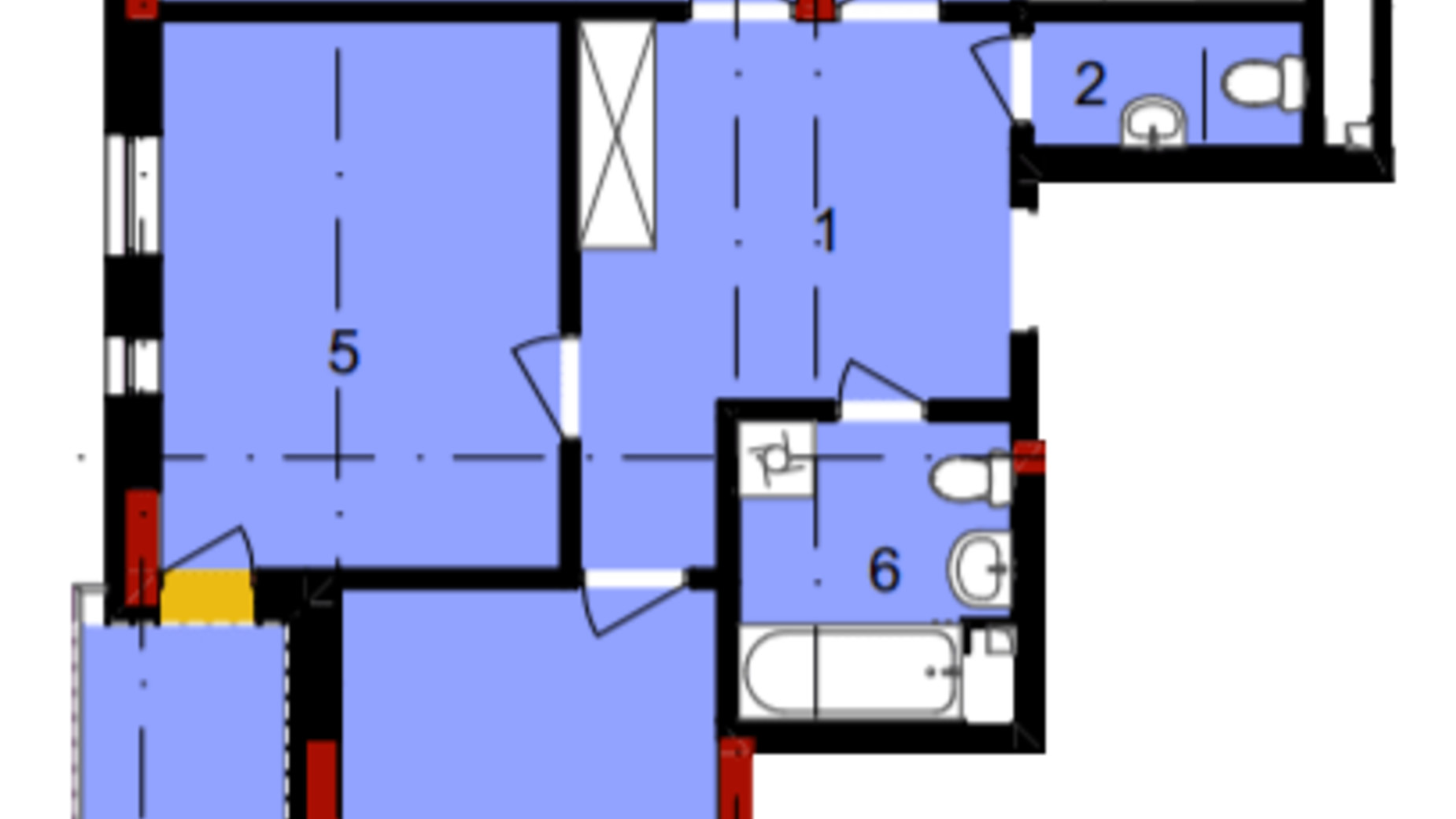 Планировка 3-комнатной квартиры в ЖК Провесінь 88.67 м², фото 315521