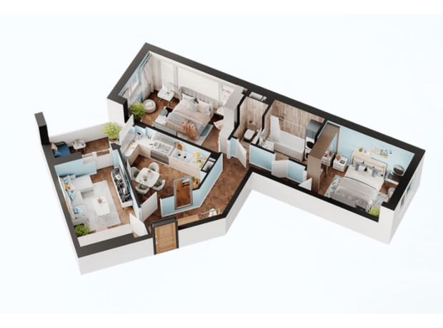 ЖК Святобор: планировка 3-комнатной квартиры 79.97 м²