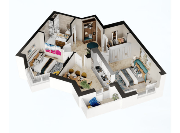 ЖК Святобор: планування 2-кімнатної квартири 64.81 м²
