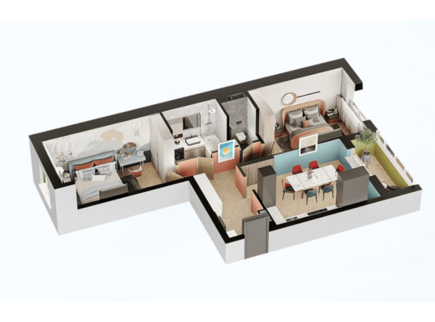 ЖК Святобор: планування 2-кімнатної квартири 76.07 м²