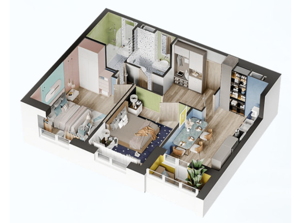 ЖК Святобор: планировка 2-комнатной квартиры 61.39 м² ЖК Святобор: планировка 2-комнатной квартиры 61.39 м²