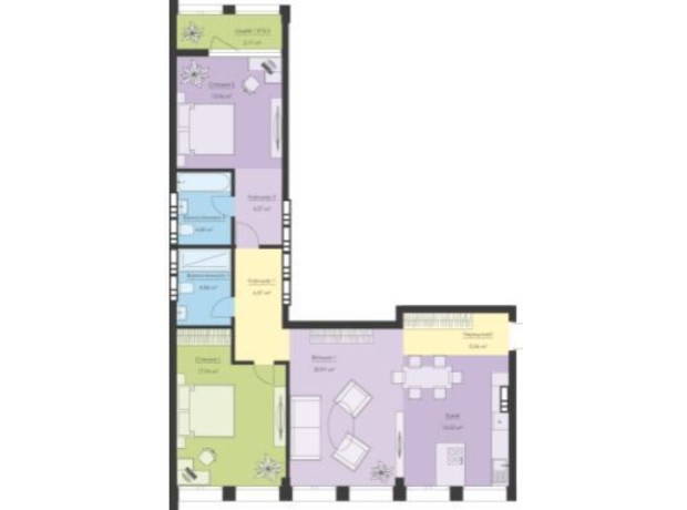 ЖК Новий Поділ: планування 3-кімнатної квартири 96.63 м²