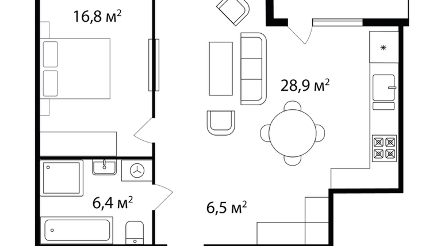 Планировка 2-комнатной квартиры в ЖК Park Land 59.8 м², фото 316028