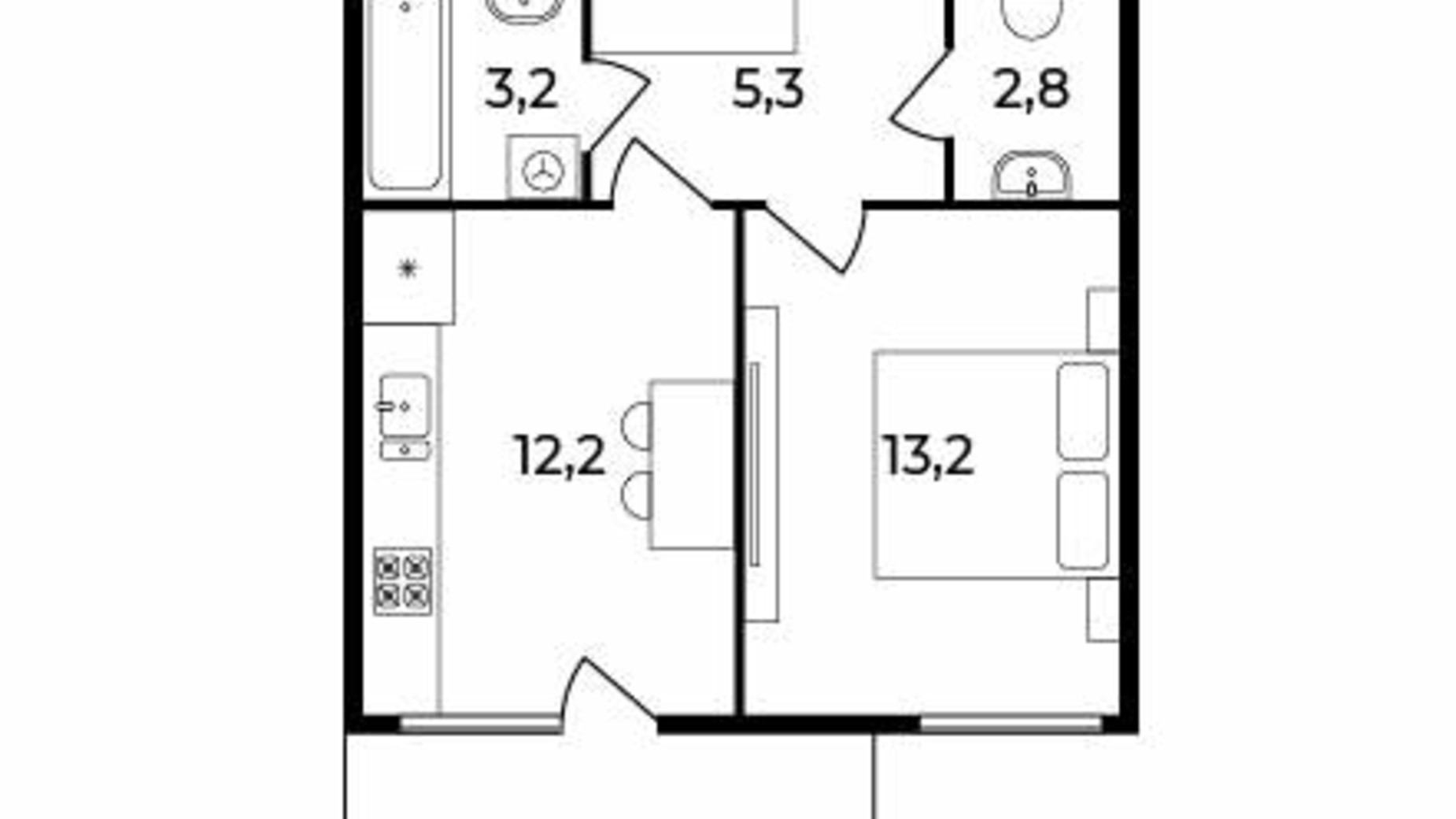 Планировка 1-комнатной квартиры в ЖК Park Land 39.6 м², фото 316053