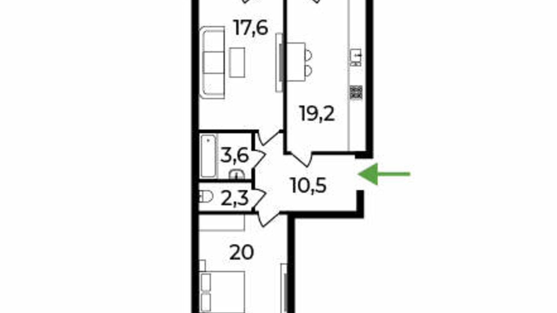 Планировка 2-комнатной квартиры в ЖК Park Land 78.9 м², фото 316055