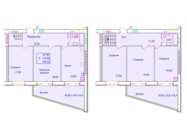 ЖК Европейский: планировка 5-комнатной квартиры 164.6 м²