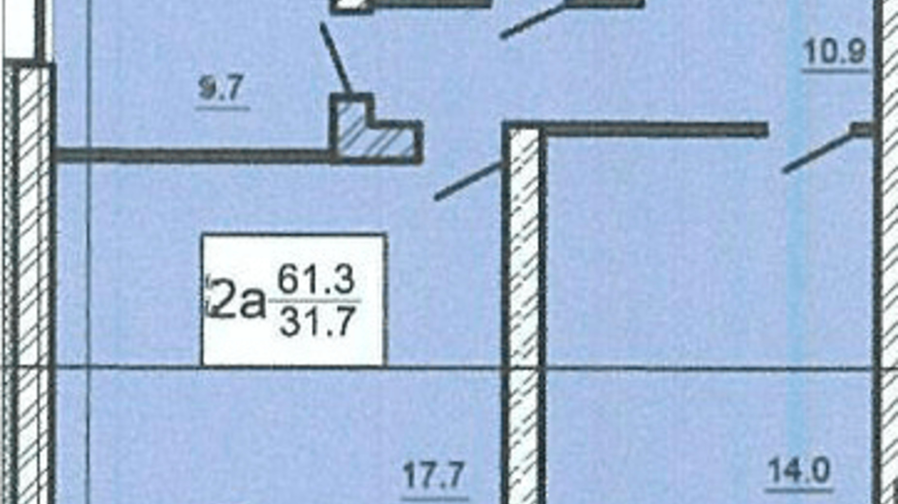 Планировка 2-комнатной квартиры в ЖК Оазис 61.3 м², фото 316656