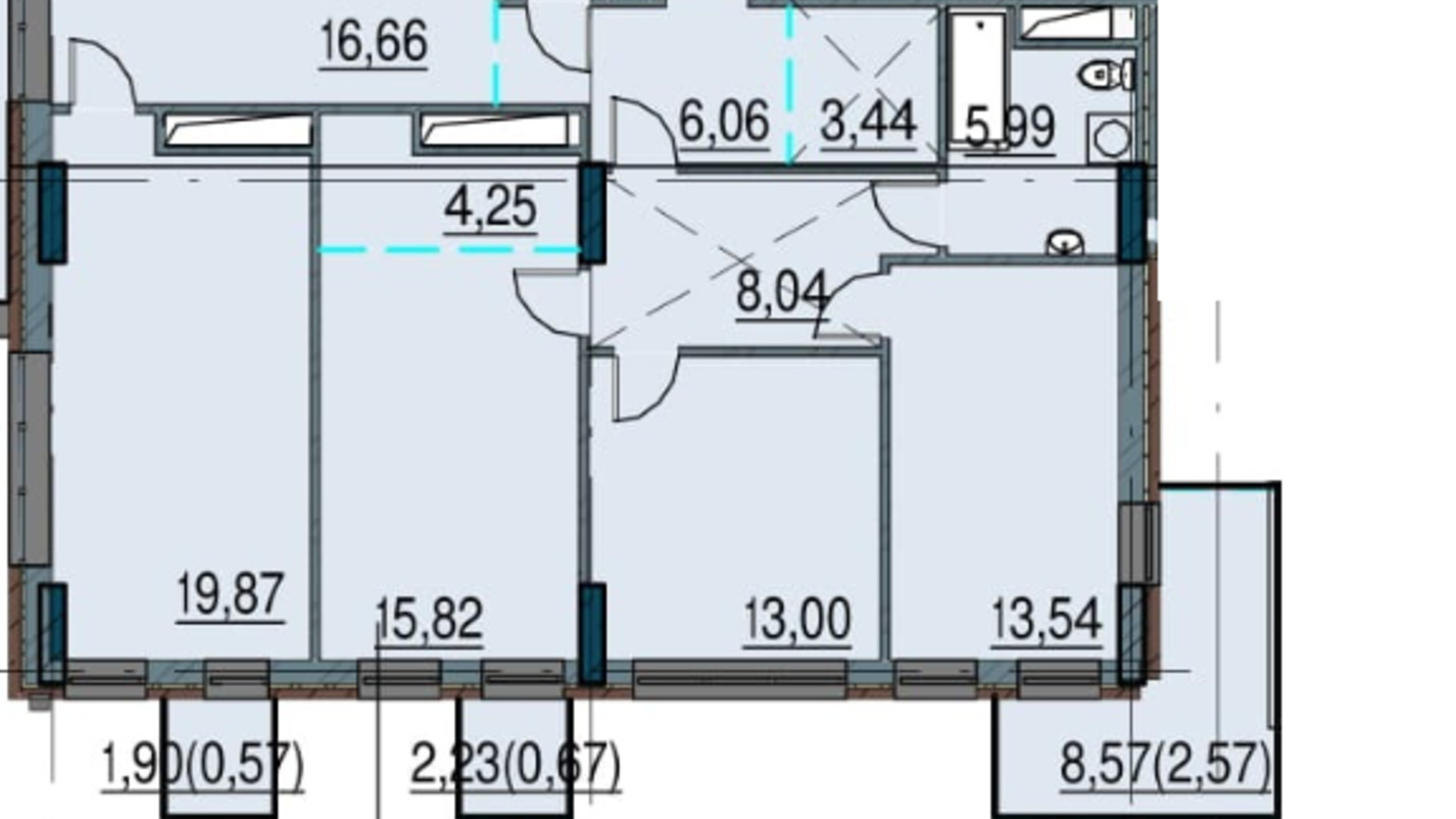 Планування 4-кімнатної квартири в ЖК Простір на Інглезі 148.61 м², фото 316662