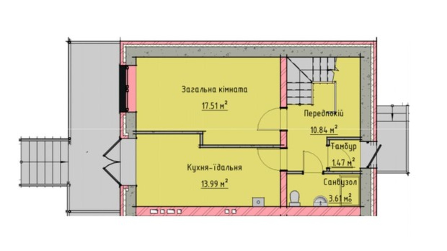 Планування таунхауса в Таунхаус на Мальованці 74 м², фото 316929