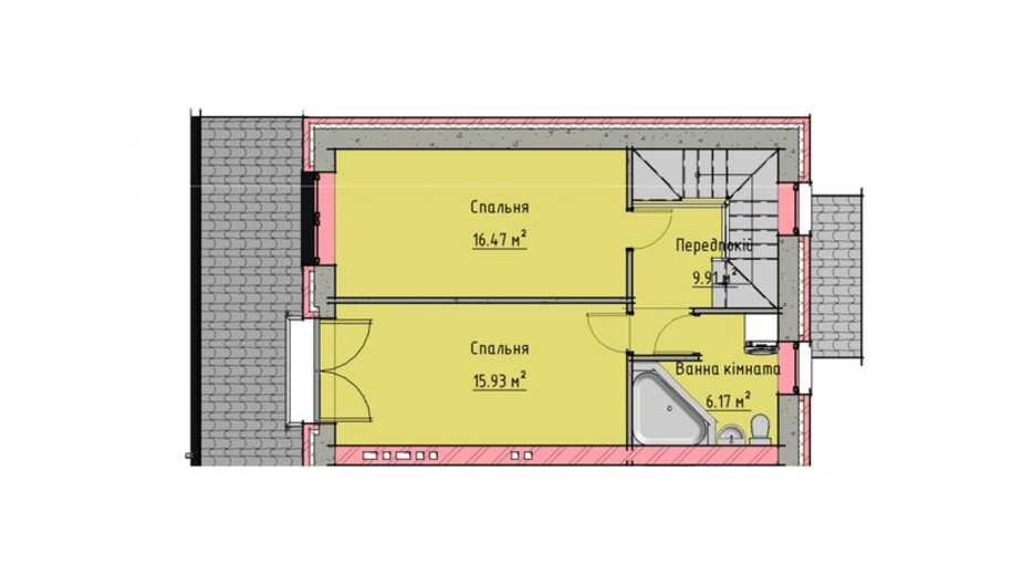 Планування таунхауса в Таунхаус на Мальованці 74 м², фото 316930
