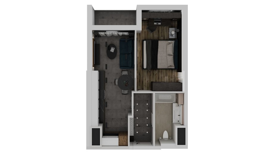 Планировка 1-комнатной квартиры в ЖК Эллада 44.43 м², фото 316980