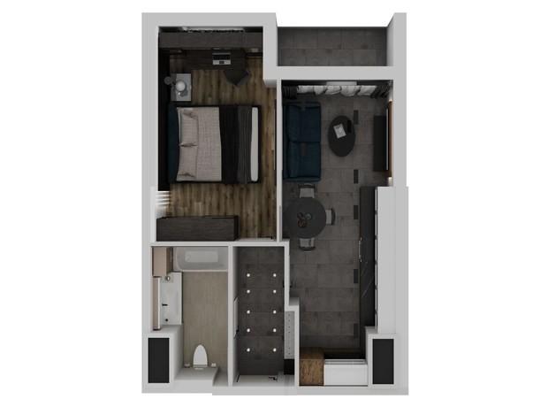 ЖК Еллада: планування 1-кімнатної квартири 40.92 м²