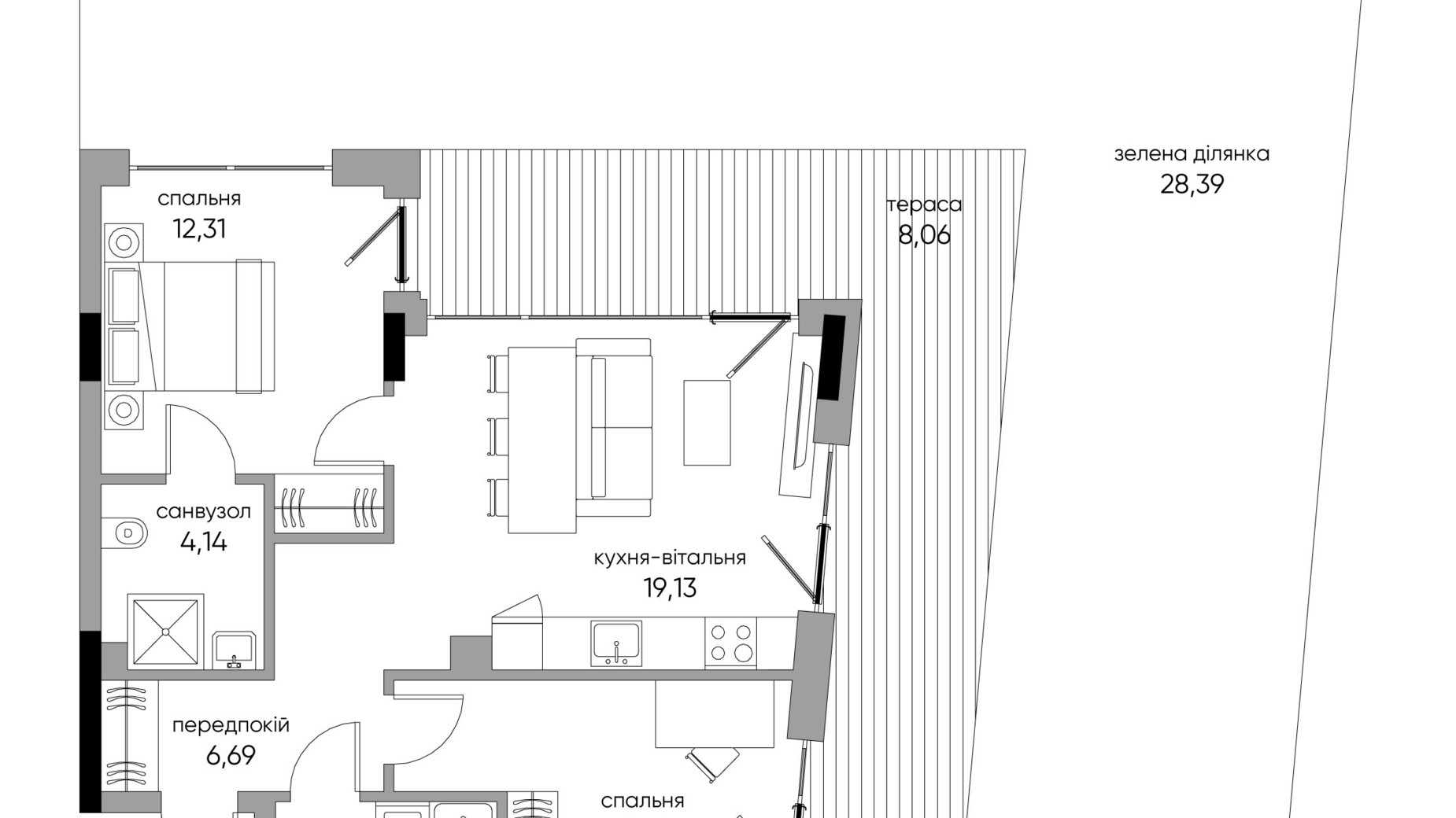 Планування 2-кімнатної квартири в ЖК Park Lake City Vita 98.64 м², фото 318016