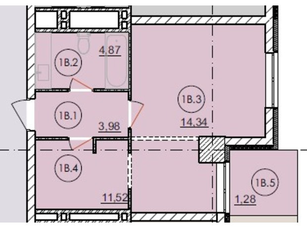 Апарт-комплекс Capital Tower: планування 1-кімнатної квартири 35.99 м²