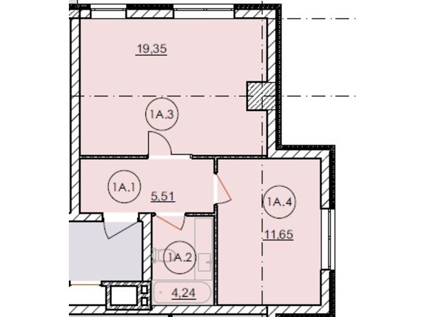 Апарт-комплекс Capital Tower: планування 1-кімнатної квартири 40.75 м²