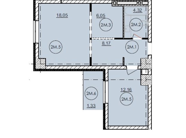 Апарт-комплекс Capital Tower: планування 2-кімнатної квартири 50.08 м²