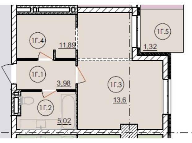 Апарт-комплекс Capital Tower: планировка 1-комнатной квартиры 35.81 м²