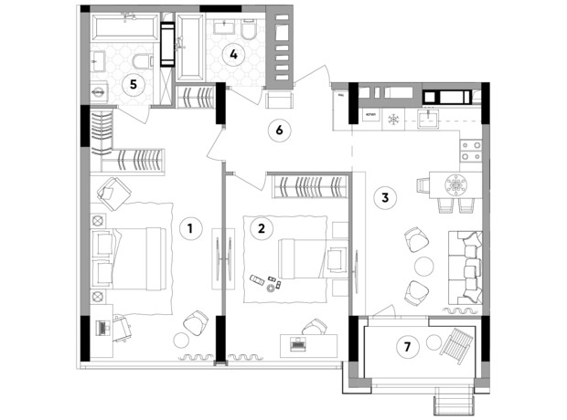 ЖК Lucky Land: планування 2-кімнатної квартири 73.01 м² ЖК Lucky Land: планування 2-кімнатної квартири 73.01 м²