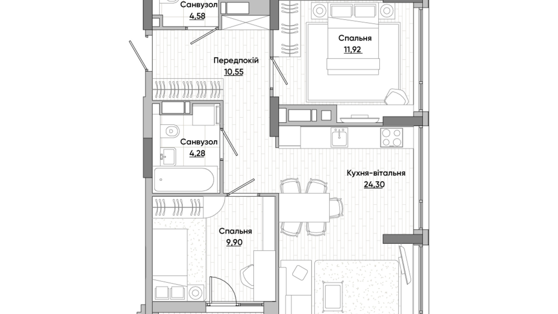 Планировка 4-комнатной квартиры в ЖК Lucky Land 100.03 м², фото 318229