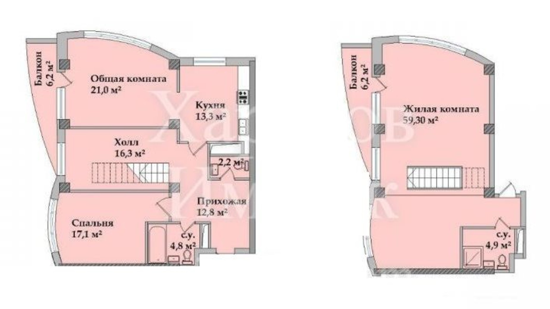 Планування багато­рівневої квартири в ЖК Перспектива Радужна 157.9 м², фото 318310