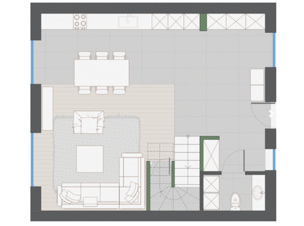 КМ KYIV OASIS: планування 3-кімнатної квартири 120 м²