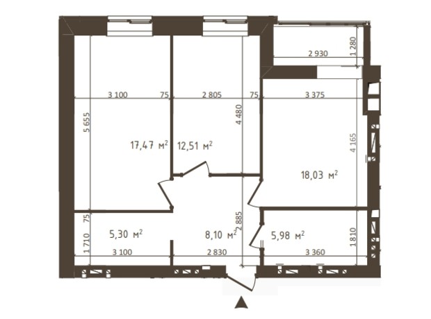 ЖК Одеська Чайка: планування 2-кімнатної квартири 67.39 м²
