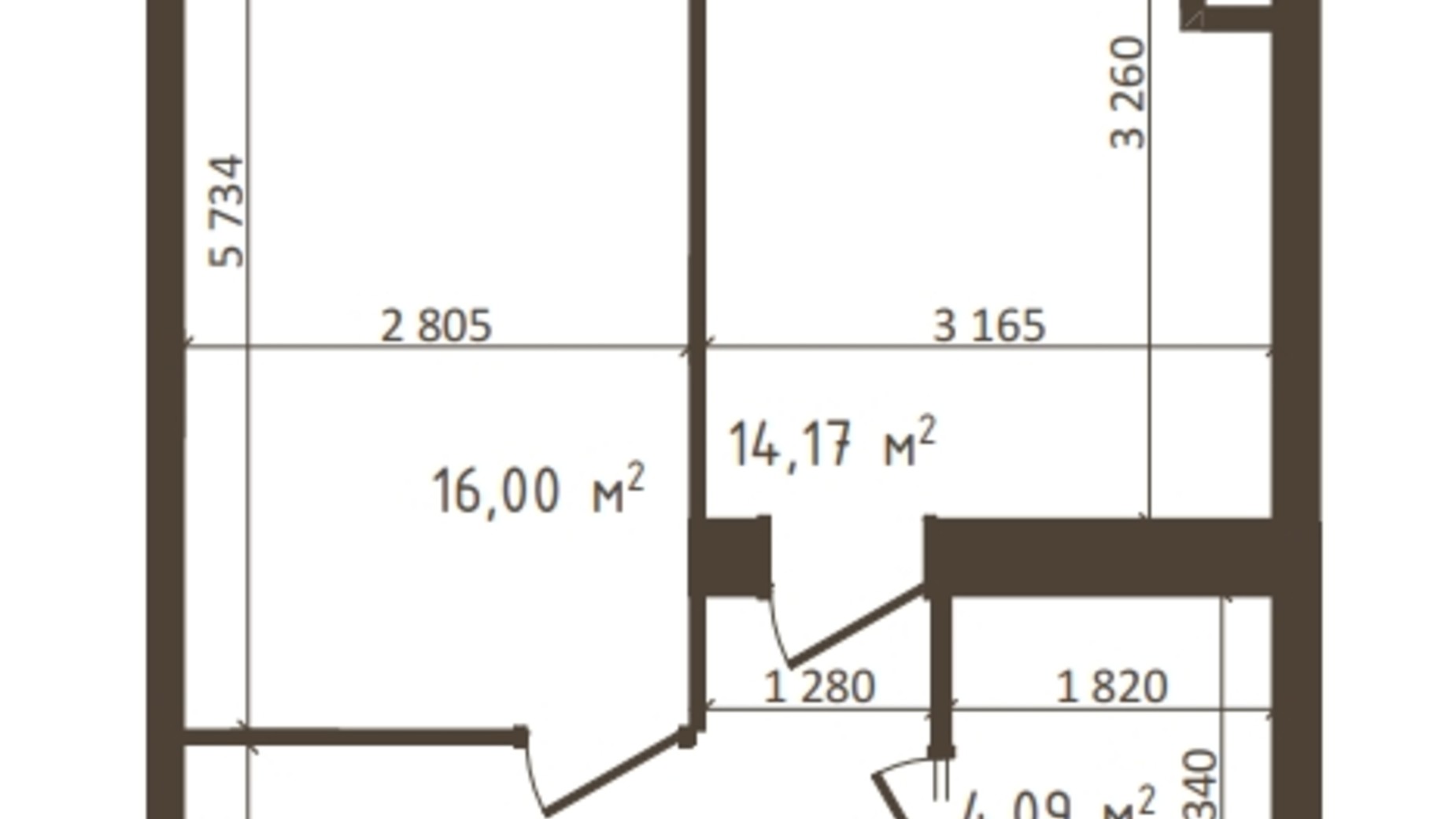 Планування 1-кімнатної квартири в ЖК Одеська Чайка 41.85 м², фото 318522