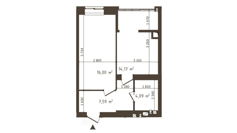 Планировка 1-комнатной квартиры в ЖК Одесская Чайка 41.85 м², фото 318522