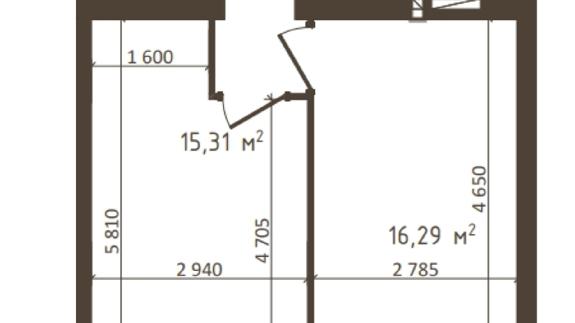 Планировка 1-комнатной квартиры в ЖК Одесская Чайка 39.77 м², фото 318524