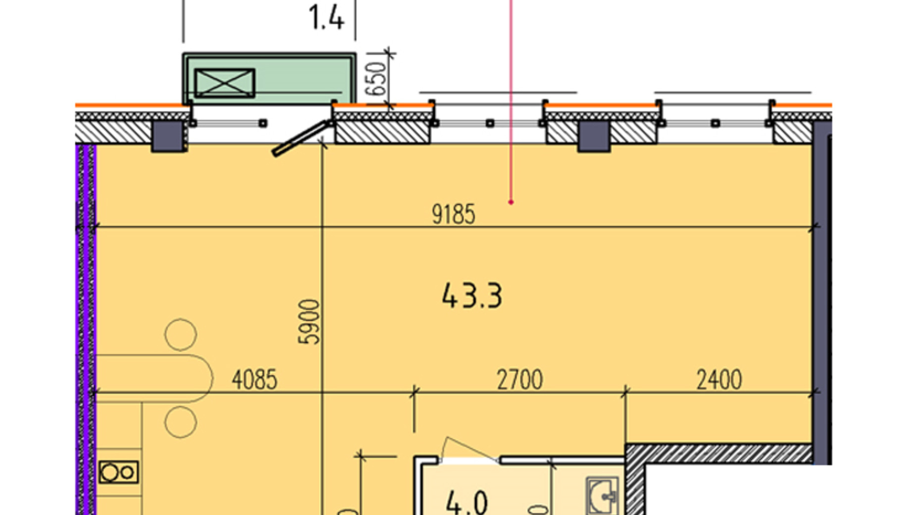 Планування 2-кімнатної квартири в ЖК Liberty Hall 48.7 м², фото 319048