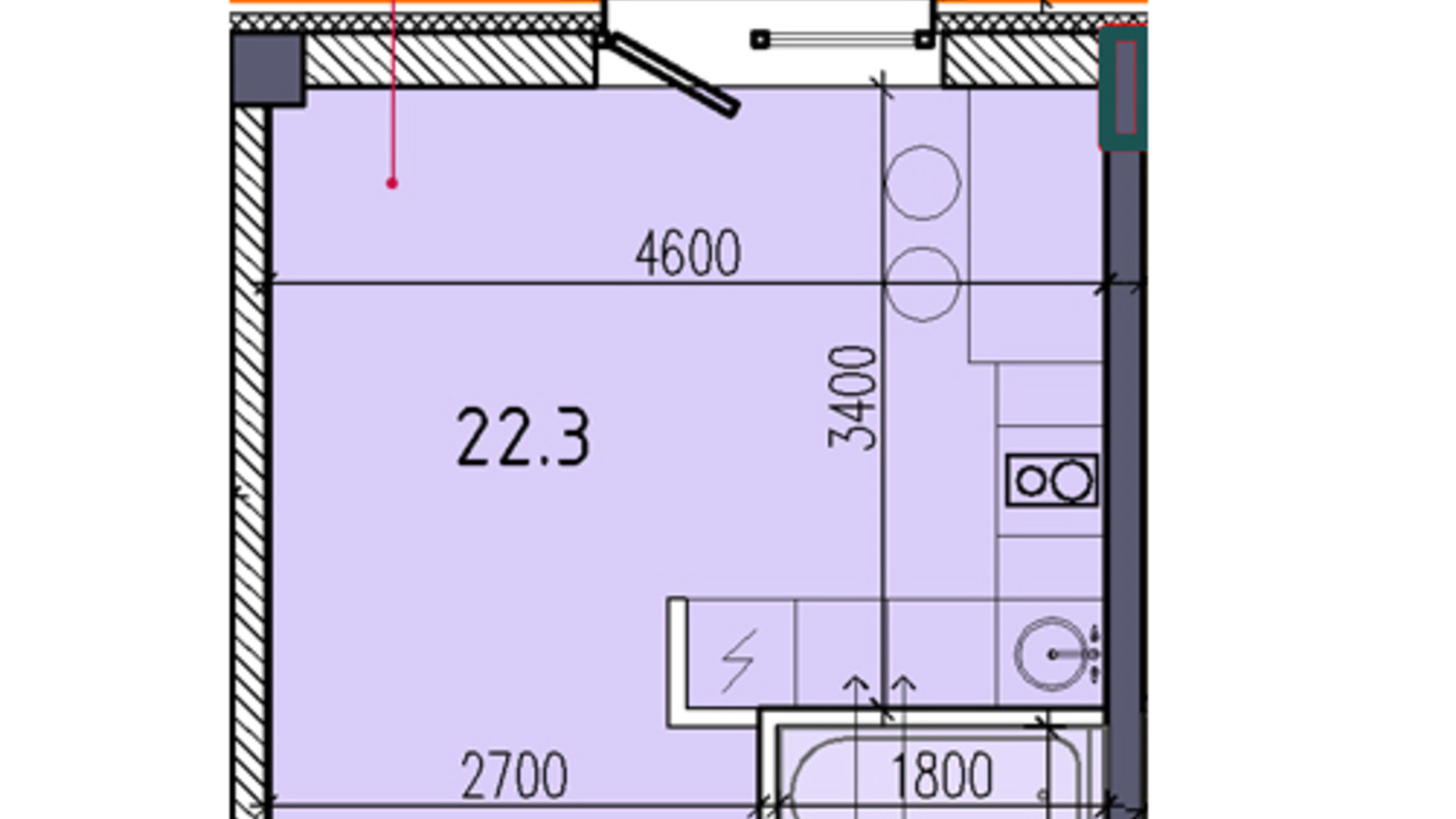 Планування 1-кімнатної квартири в ЖК Liberty Hall 27.7 м², фото 319053