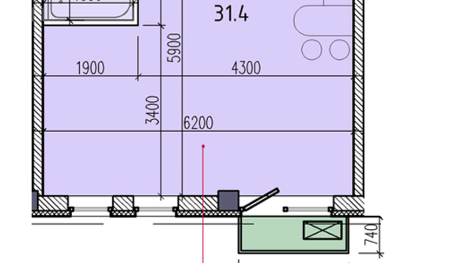 Планування 1-кімнатної квартири в ЖК Liberty Hall 37.2 м², фото 319240