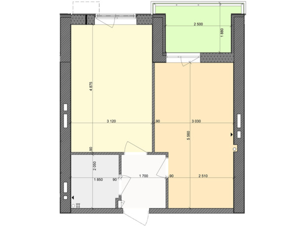 ЖК Столичный: планировка 1-комнатной квартиры 40.5 м²