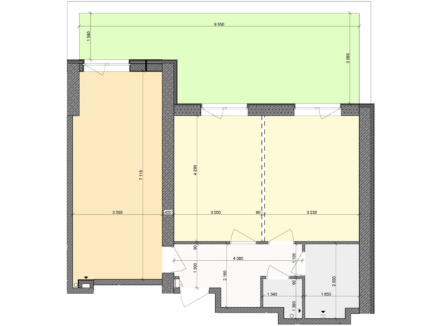 ЖК Столичний: планування 2-кімнатної квартири 61.1 м²