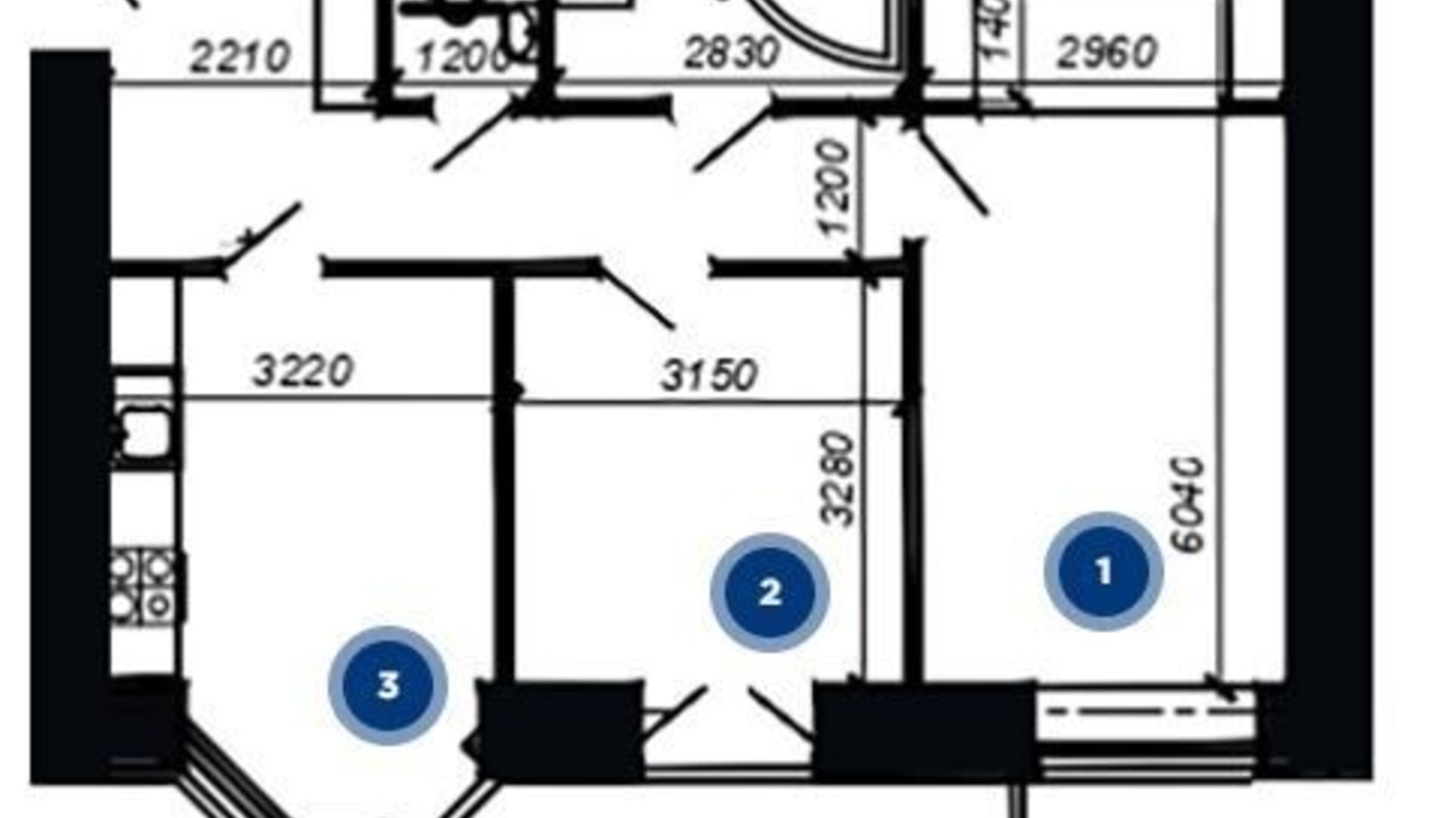 Планировка 2-комнатной квартиры в ЖК ул. Глубокая, 19 59.54 м², фото 319824
