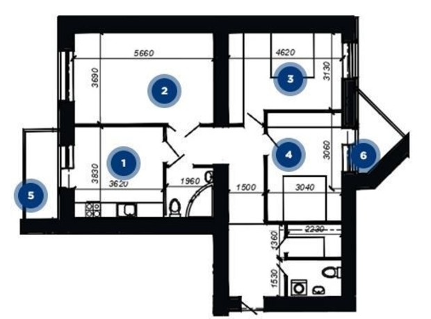 ЖК ул. Глубокая, 19: планировка 3-комнатной квартиры 92.55 м²