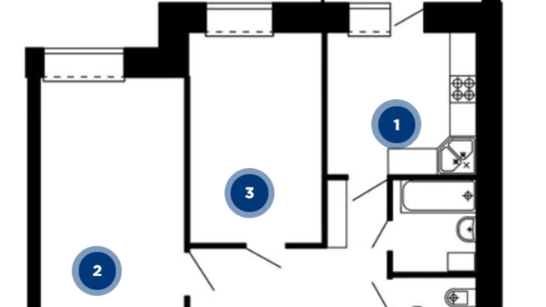 Планировка 2-комнатной квартиры в ЖК Острозький 58.42 м², фото 319958