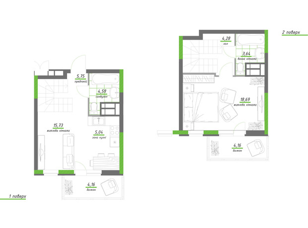 ЖК Нивки-Парк: планировка 2-комнатной квартиры 66.03 м²