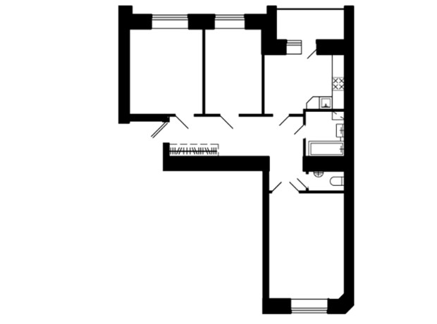 ЖК ул. Троллейбусная, 4: планировка 3-комнатной квартиры 75.72 м²