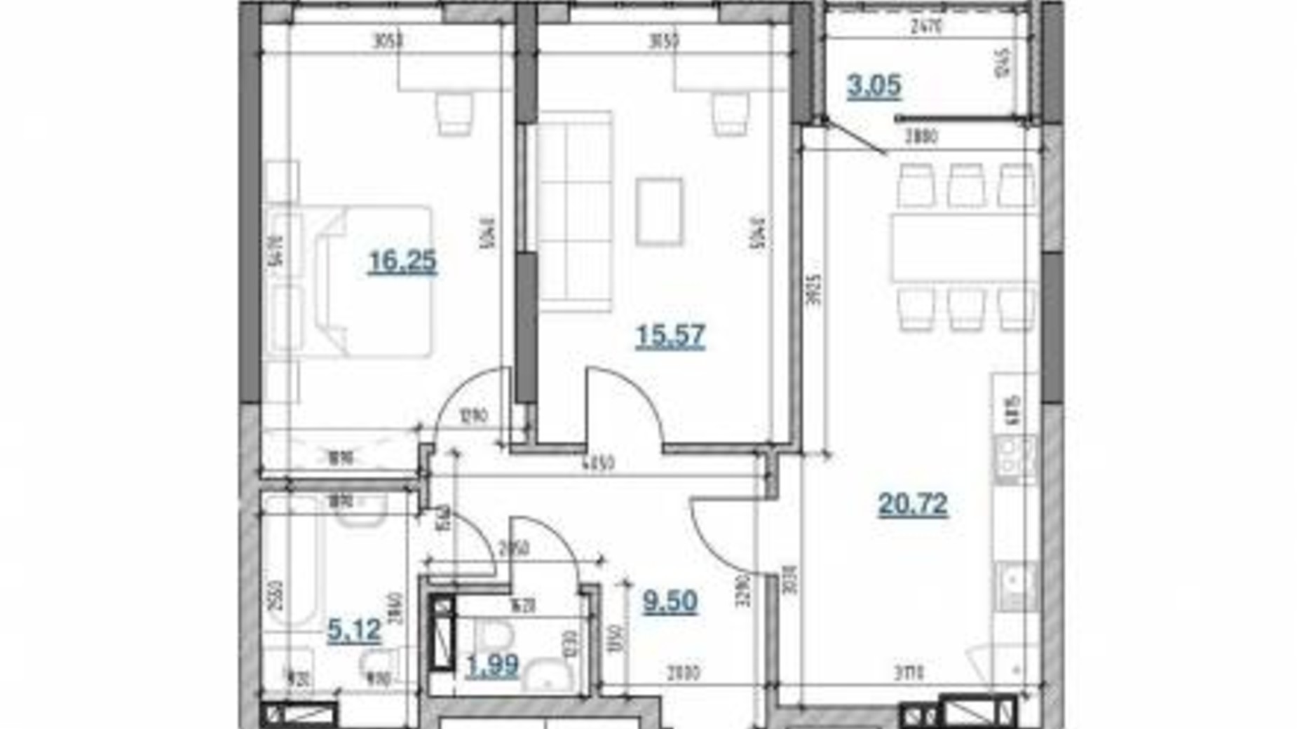 Планировка много­уровневой квартиры в ЖК Берег Днепра 71.87 м², фото 320333