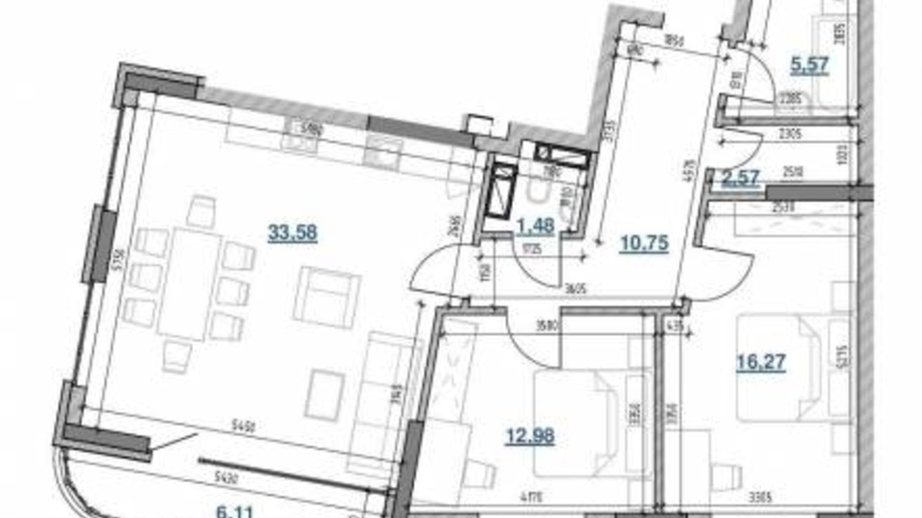 Планування 2-кімнатної квартири в ЖК Берег Дніпра 89.22 м², фото 320338