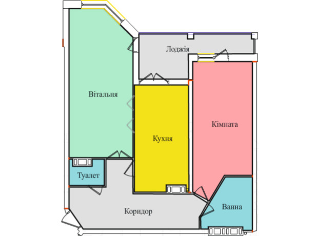 ЖК просп. Злуки, За, 5а: планування 2-кімнатної квартири 76.2 м²
